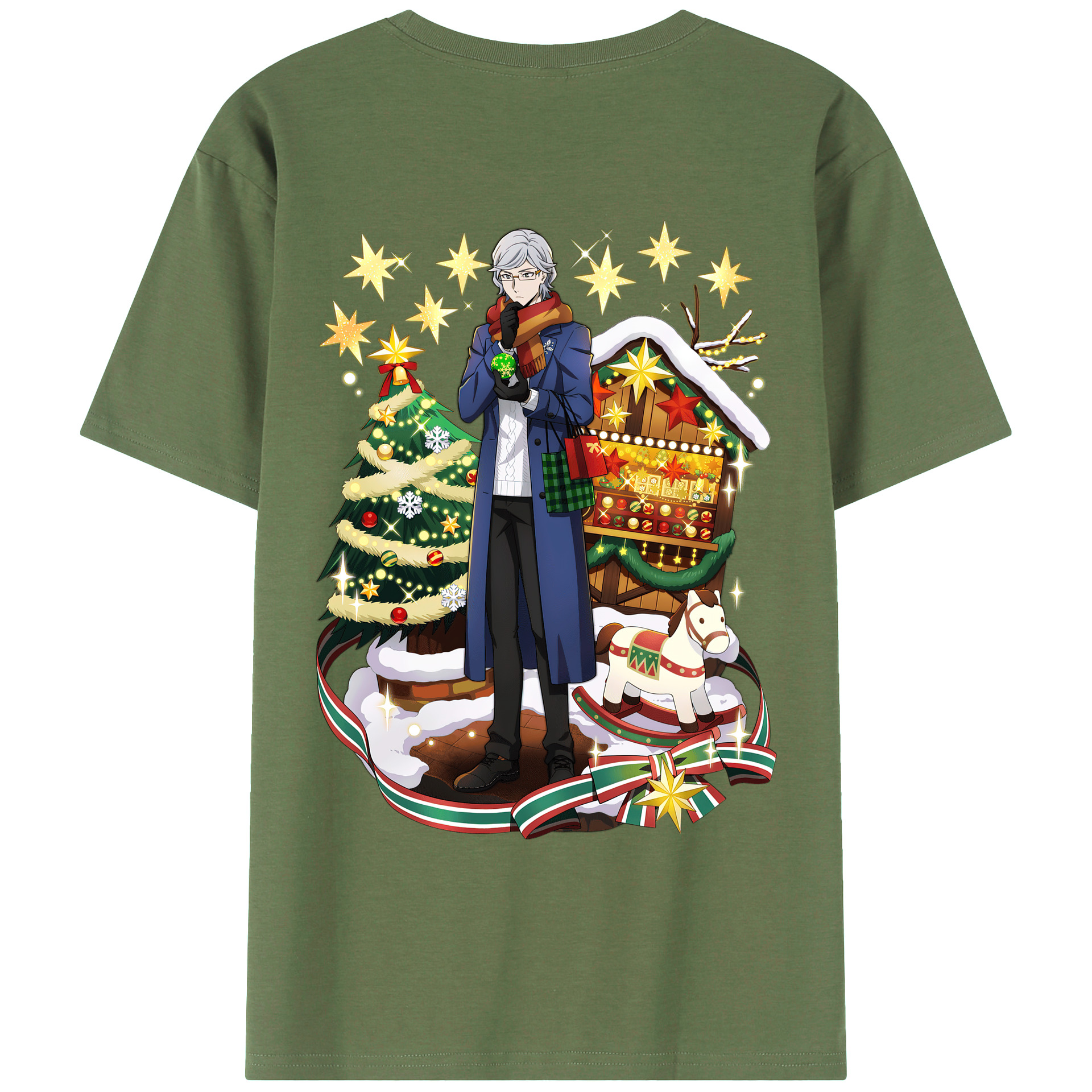 （画像用） 文豪ストレイドッグス Bungo Stray Dogs 綿100％ メンズ半袖Tシャツ（バックプリント） 通気性